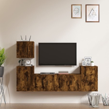 Ensemble de meubles TV 5 pcs Chêne fumé Bois d'ingénierie 