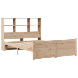 Lit bibliothèque sans matelas 135x190 cm bois de pin massif 