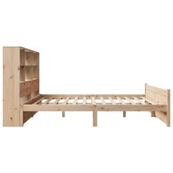 Lit bibliothèque sans matelas 135x190 cm bois de pin massif 