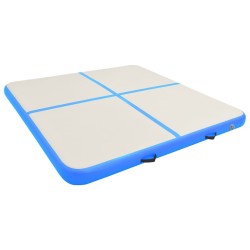 Tapis gonflable de gymnastique avec pompe 200x200x10cm PVC Bleu 