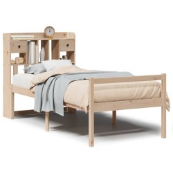 Lit bibliothèque sans matelas 90x190 cm bois de pin massif 