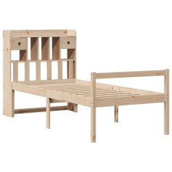 Lit bibliothèque sans matelas 90x190 cm bois de pin massif 