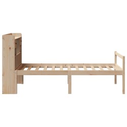 Lit bibliothèque sans matelas 90x190 cm bois de pin massif 