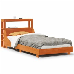 Cadre de lit sans matelas cire marron 90x200 cm bois pin massif 