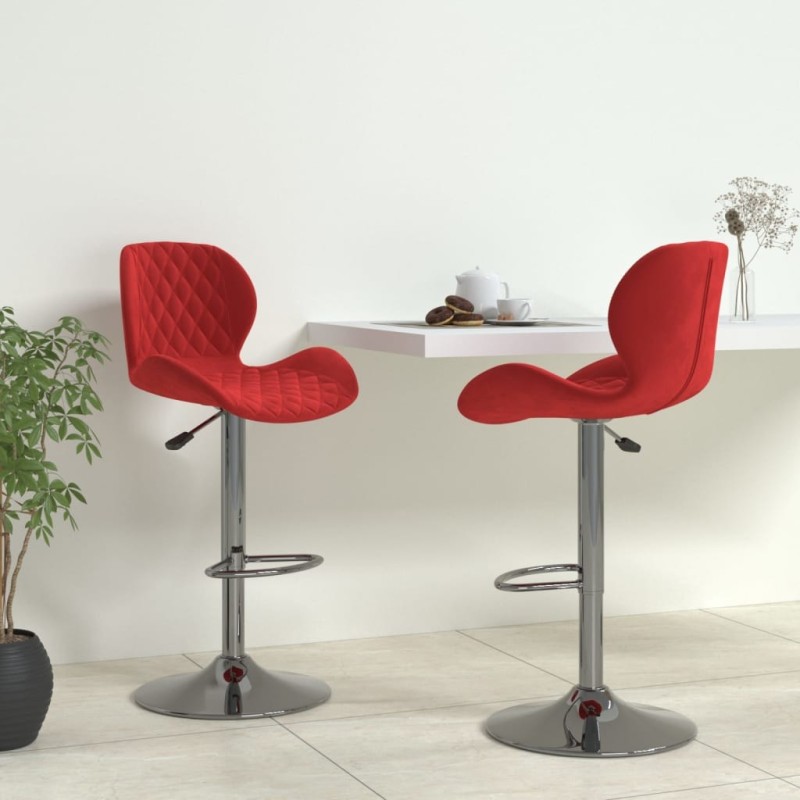 Tabourets de bar lot de 2 rouge bordeaux velours Tabourets de bar lot de 2 rouge bordeaux velours