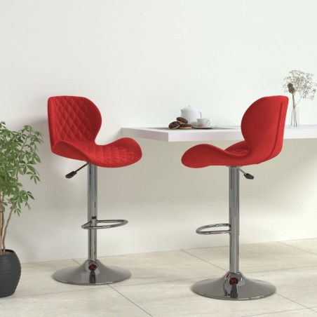 Tabourets de bar lot de 2 rouge bordeaux velours 