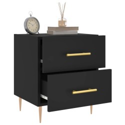Table de chevet noir 40x35x47,5 cm bois d’ingénierie 