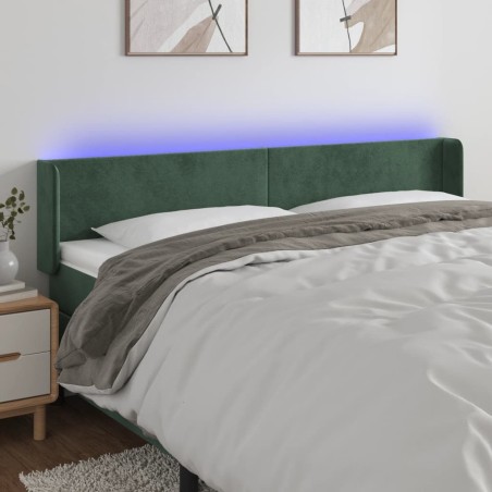 Tête de lit à LED Vert foncé 183x16x78/88 cm Velours 