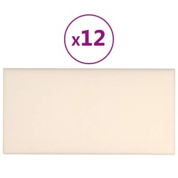 Panneaux muraux 12 pcs Crème 60x30 cm Velours 2,16 m² 