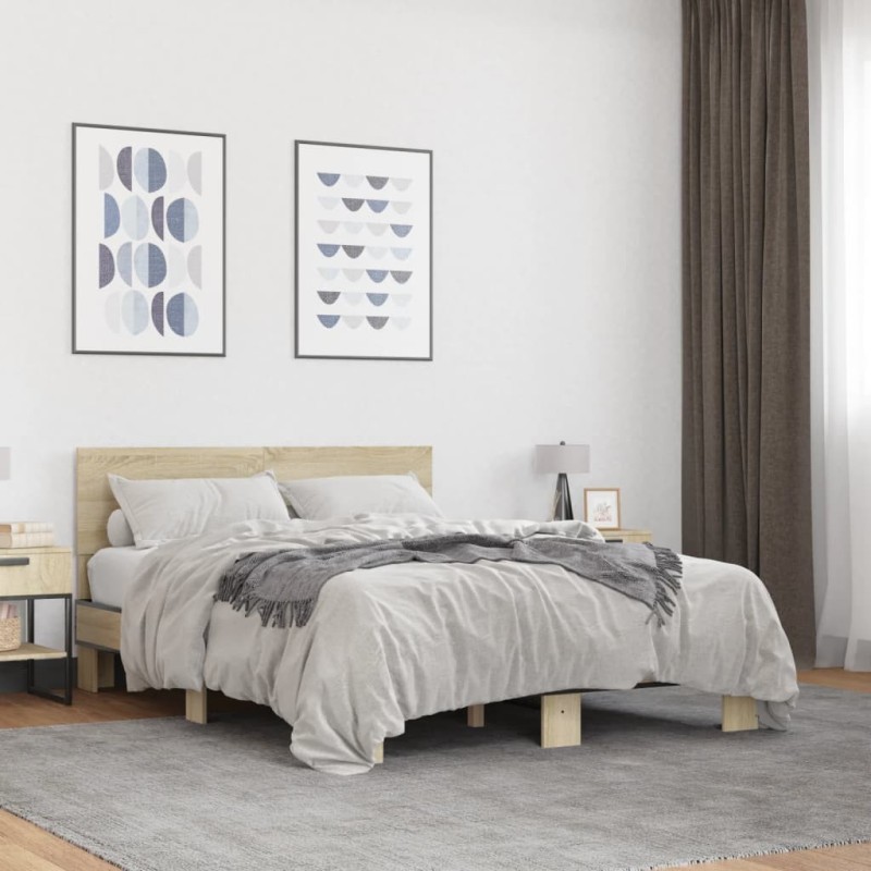 Cadre de lit sans matelas chêne sonoma 120x190 cm 