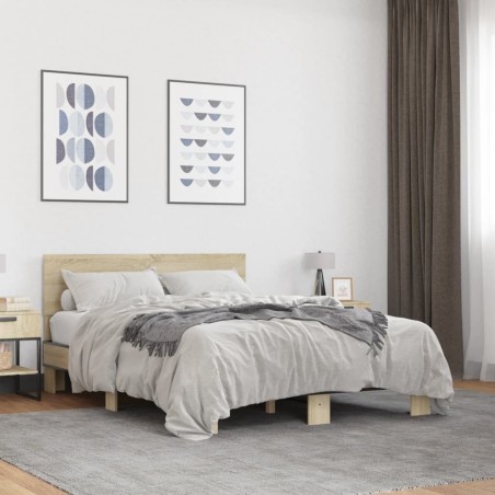 Cadre de lit sans matelas chêne sonoma 120x190 cm 