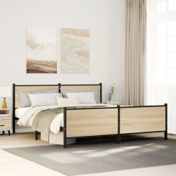 Cadre de lit en métal sans matelas chêne sonoma 183x213 cm 