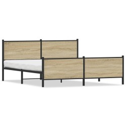 Cadre de lit en métal sans matelas chêne sonoma 183x213 cm 