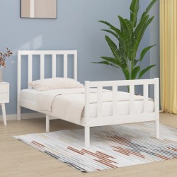 Cadre de lit sans matelas blanc 75x190 cm bois massif 