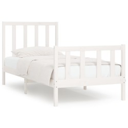 Cadre de lit sans matelas blanc 75x190 cm bois massif 