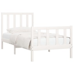 Cadre de lit sans matelas blanc 75x190 cm bois massif 