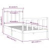 Cadre de lit sans matelas blanc 75x190 cm bois massif 