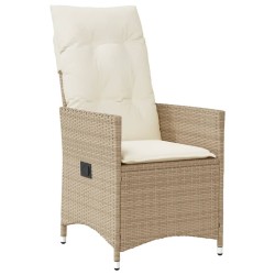 Chaises inclinables de jardin lot de 2 et coussins beige rotin 