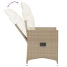Chaises inclinables de jardin lot de 2 et coussins beige rotin 
