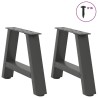 Pieds de table basse en forme de A 2 pièces Anthracite 30 x (30-31) cm Acier 