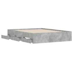 Cadre de lit avec tiroirs sans matelas gris béton 140x190 cm 