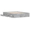 Cadre de lit avec tiroirs sans matelas gris béton 140x190 cm 