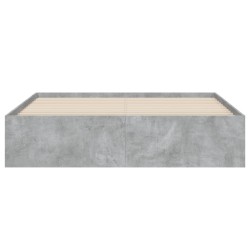 Cadre de lit avec tiroirs sans matelas gris béton 140x190 cm 