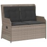 Banc inclinable de jardin et coussins gris clair résine tressée 