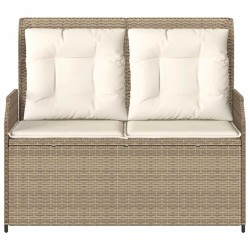 Banc inclinable de jardin avec coussins beige résine tressée 