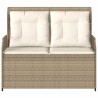 Banc inclinable de jardin avec coussins beige résine tressée 