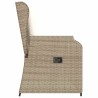 Banc inclinable de jardin avec coussins beige résine tressée 