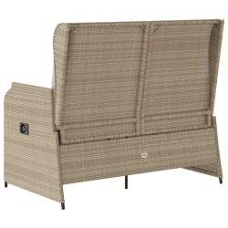 Banc inclinable de jardin avec coussins beige résine tressée 