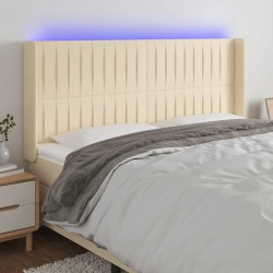 Tête de lit à LED Crème 203x16x118/128 cm Tissu 