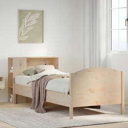 Lit bibliothèque sans matelas 90x200 cm bois de pin massif 