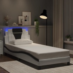 Cadre de lit avec LED sans matelas blanc et noir 90x190 cm 