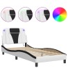 Cadre de lit avec LED sans matelas blanc et noir 90x190 cm 