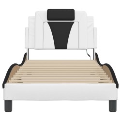Cadre de lit avec LED sans matelas blanc et noir 90x190 cm 