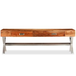 Meuble TV avec tiroirs bois d’acacia massif 140 cm 