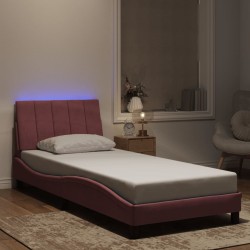 Cadre de lit avec lumières LED rose 90x190 cm velours 