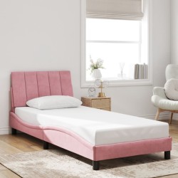 Cadre de lit avec lumières LED rose 90x190 cm velours 