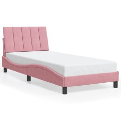 Cadre de lit avec lumières LED rose 90x190 cm velours 