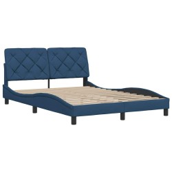 Cadre de lit sans matelas bleu 120x200 cm tissu 