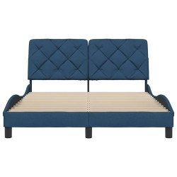 Cadre de lit sans matelas bleu 120x200 cm tissu 