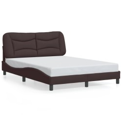 Cadre de lit sans matelas marron foncé 120x200 cm tissu 
