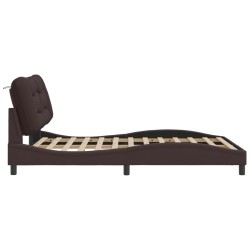 Cadre de lit sans matelas marron foncé 120x200 cm tissu 
