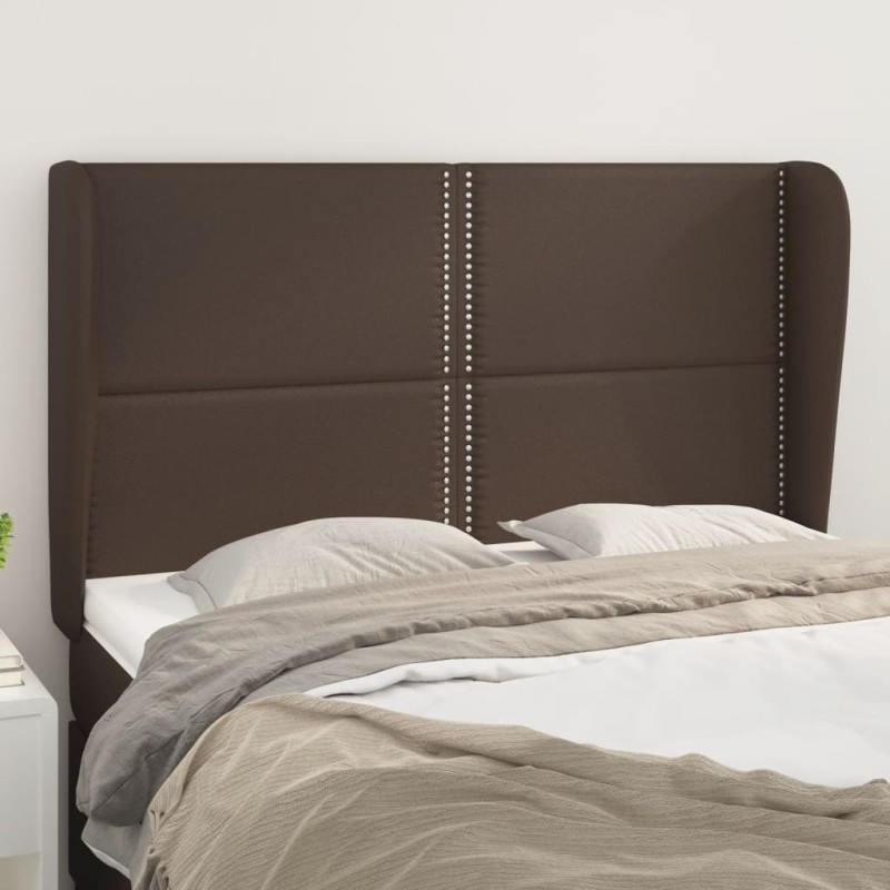 Tête de lit avec oreilles Marron 147x23x118/128 cm Similicuir 