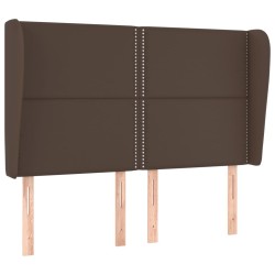 Tête de lit avec oreilles Marron 147x23x118/128 cm Similicuir 