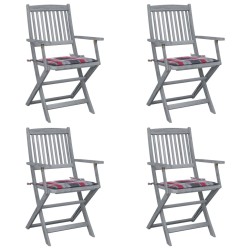 Chaises pliables d'extérieur lot de 4 et coussins Bois d'acacia 
