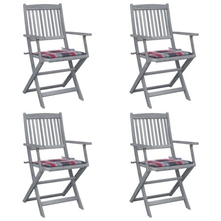 Chaises pliables d'extérieur lot de 4 et coussins Bois d'acacia 