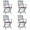 Chaises pliables d'extérieur lot de 4 et coussins Bois d'acacia 